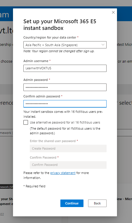 Setting up and creating Microsoft 365 Developers Account